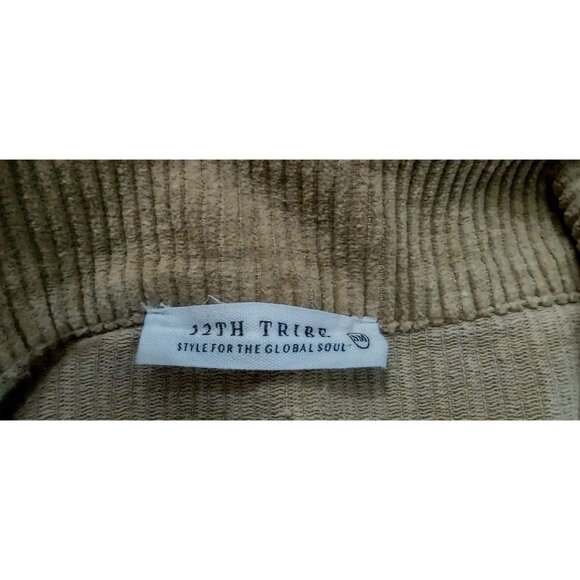 12th Tribe Style For The Global Soul Brown Cordoroy Jumpsuit Size S/M Dolman Slv - Picture 10 of 12